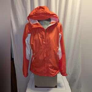 Columbia Womens Sz L Omni-Shield Jacket Coral Pink White Windbreaker Coat